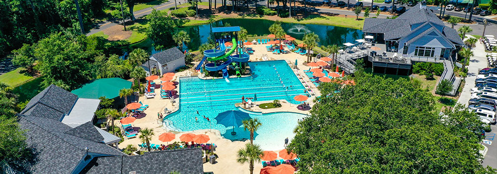 Aerial view of swimming pool