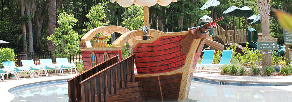 Pirate ship on pool