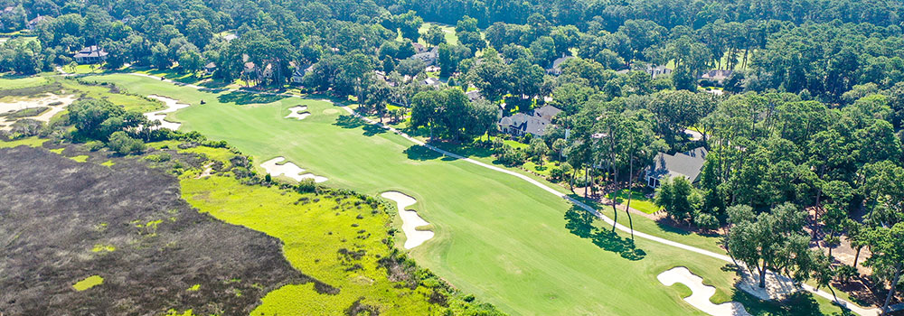 Aerial view of golf course